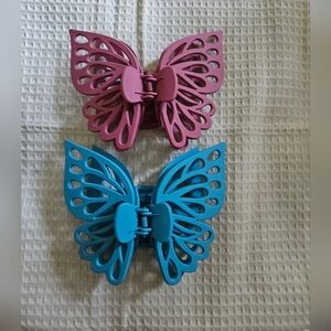 Large Beautiful Butterfly Clips New Pink and Blue